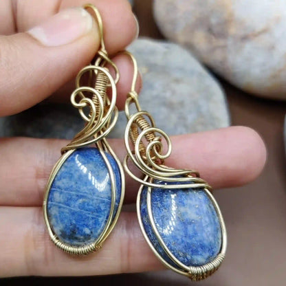 Kimaya - Lapis Lazuli Earrings 004 By Sanguine Aura Handcrafted Jewellery