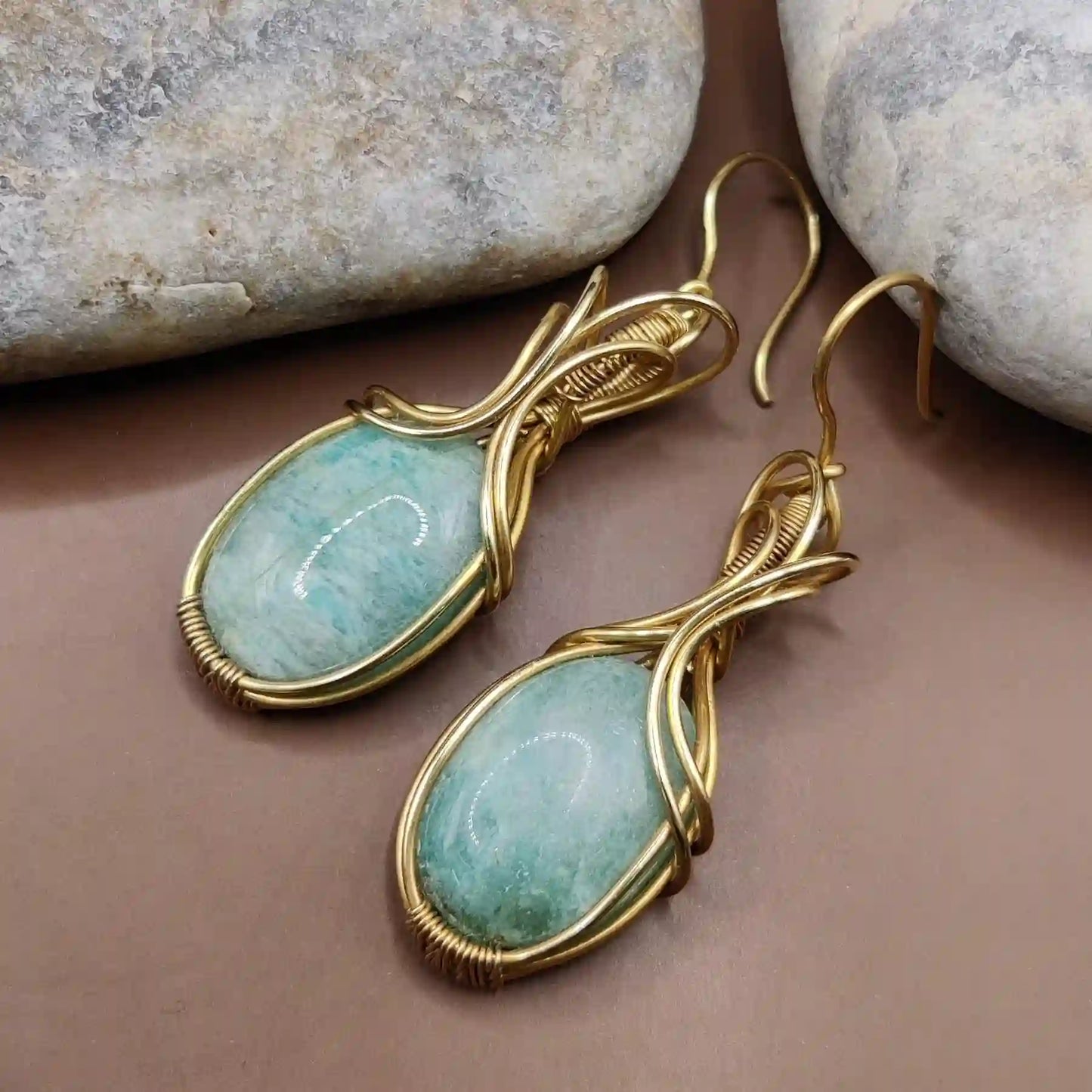 Kimaya - Amazonite Earrings 002 By Sanguine Aura Handcrafted Jewellery