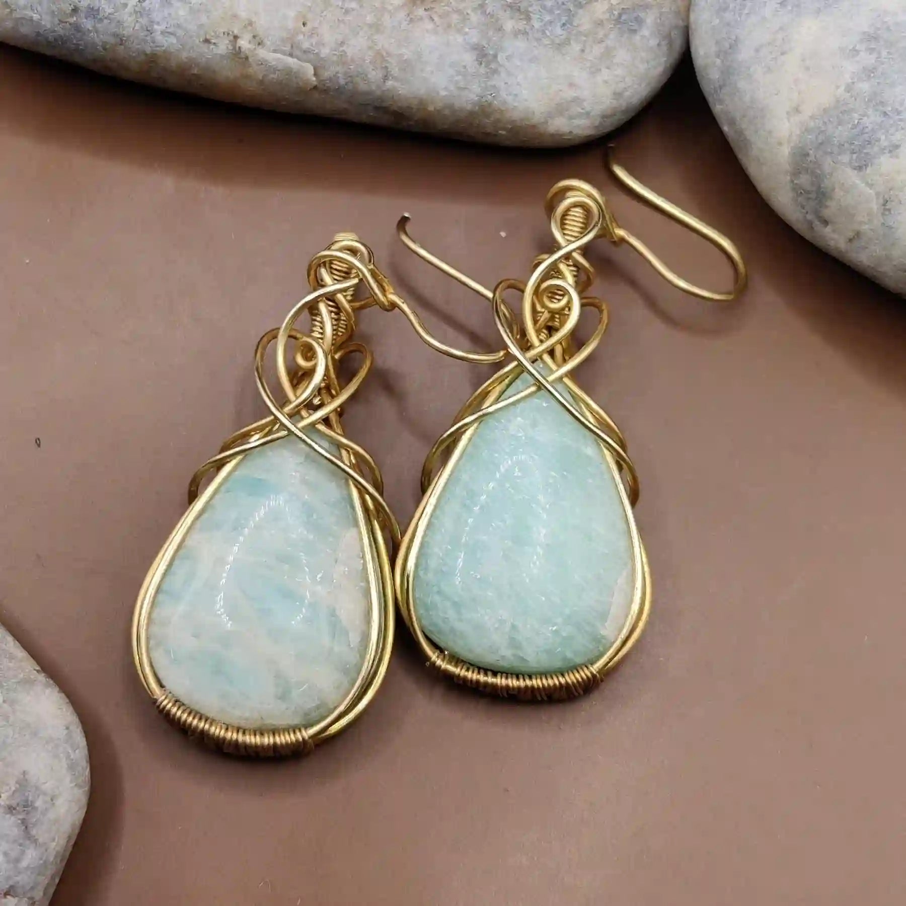 Laasya - Amazonite Earrings 002 By Sanguine Aura Handcrafted Jewellery