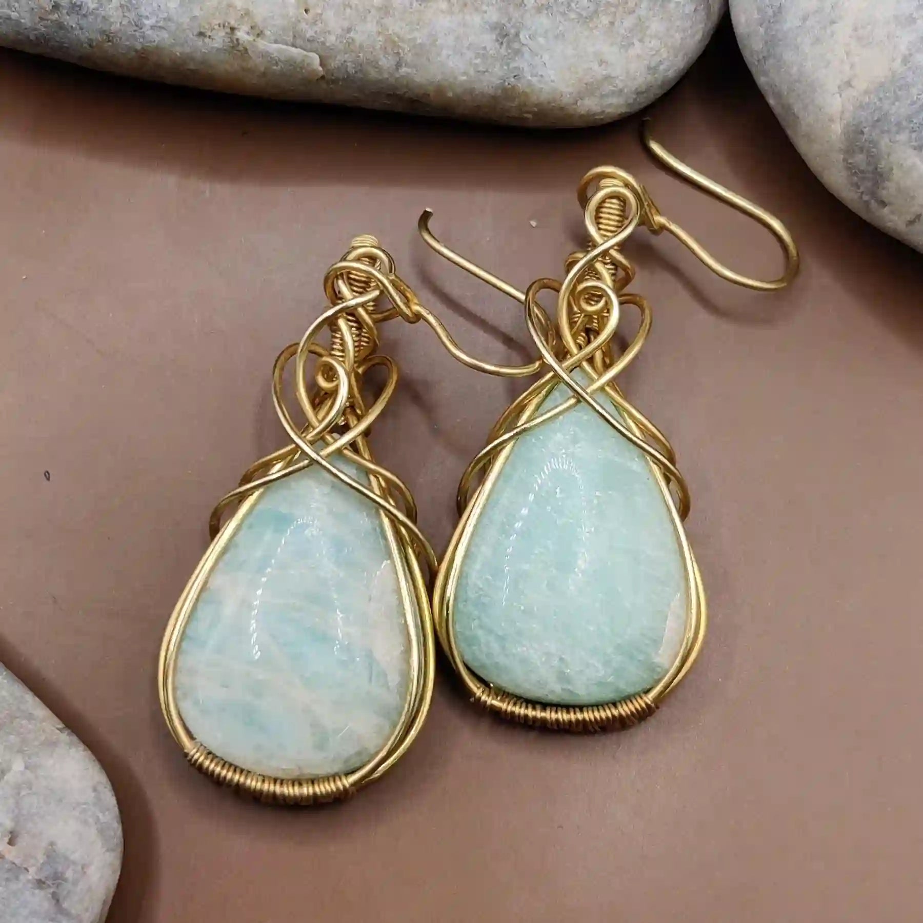 Laasya - Amazonite Earrings 002 By Sanguine Aura Handcrafted Jewellery