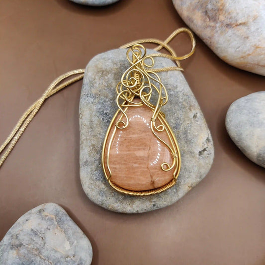 Runi – Pink Amazonite Necklace By Sanguine Aura Handcrafted Jewellery. Healing Benefits Of Pink Amazonite - Peace, love, clarity, throat, balance.