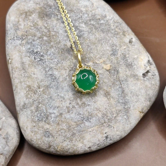 Meera - Green Onyx Necklace By Sanguine Aura Handcrafted Jewellery. Healing Benefits Of Green Onyx - Balances emotions, aids communication, eases negativity.