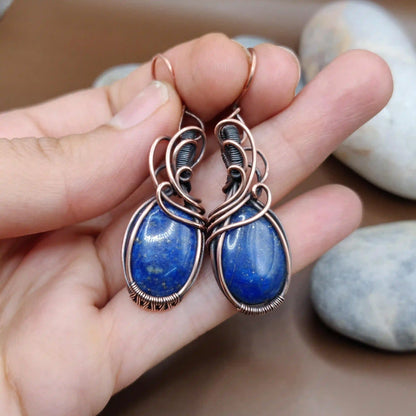 Kimaya - Lapis Lazuli Earrings In Copper By Sanguine Aura Handcrafted Jewellery