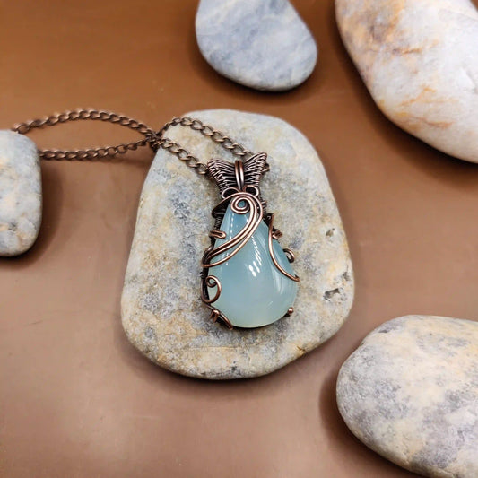 Taara - Chalcedony Necklace By Sanguine Aura Handcrafted Jewellery.Healing Benefits Of Chalcedony - Balances emotions, aids communication, eases negativity.