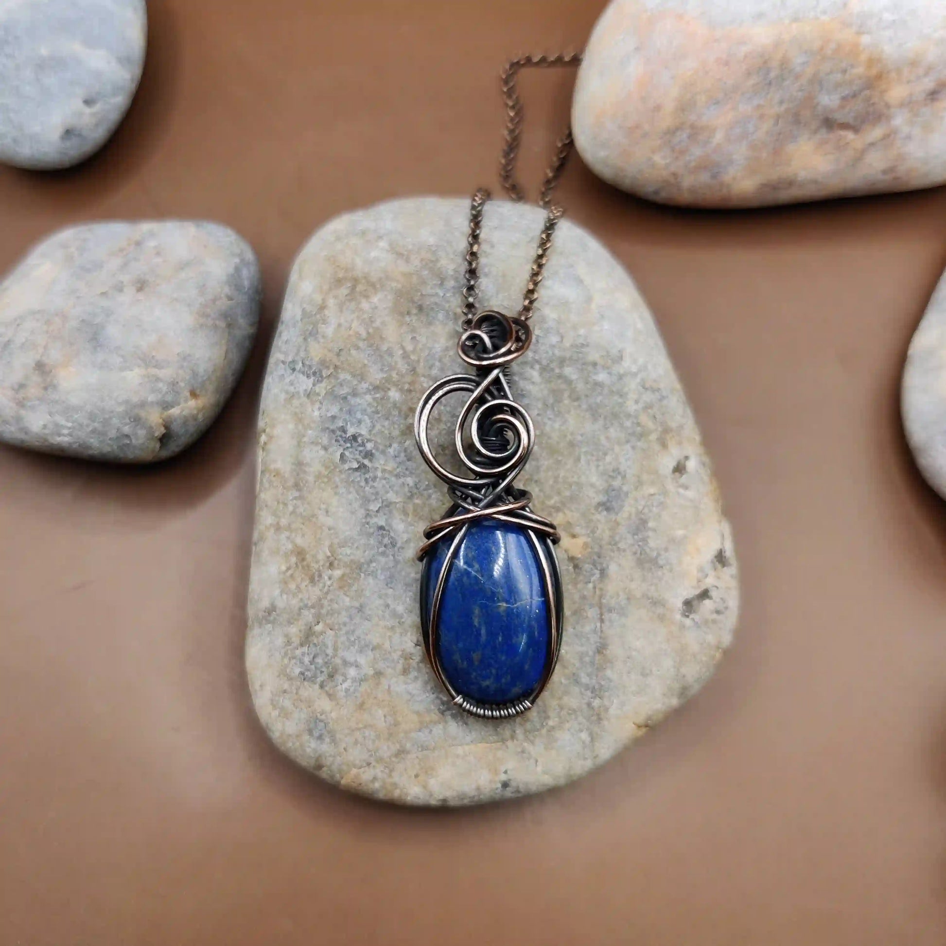 Grahish - Lapis Lazuli Necklace By Sanguine Aura Handcrafted Jewellery. Healing Benefits of Lapis Lazuli - Peace, Strength, Clarity.