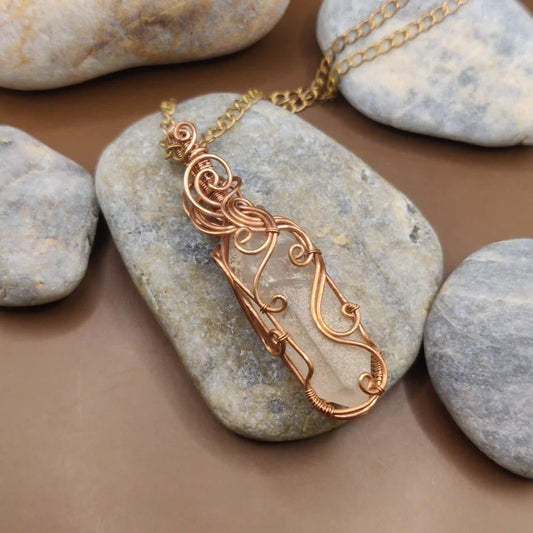 Aadhini- Clear Quartz Necklace - 007 By Sanguine Aura Handcrafted Jewellery. Healing Benefits of Clear Quartz - Clarity, focus, balance, amplifies energy, heals.