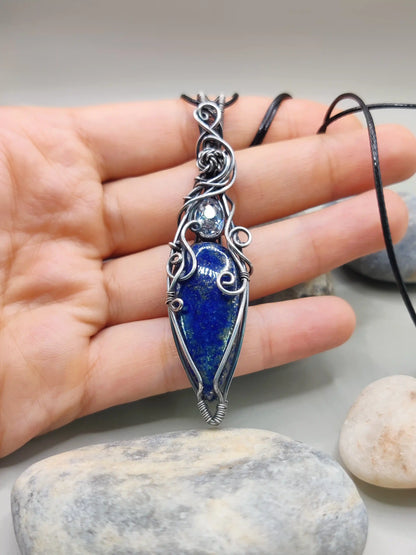 Rhyna - Lapis Lazuli and CZ Silver Necklace