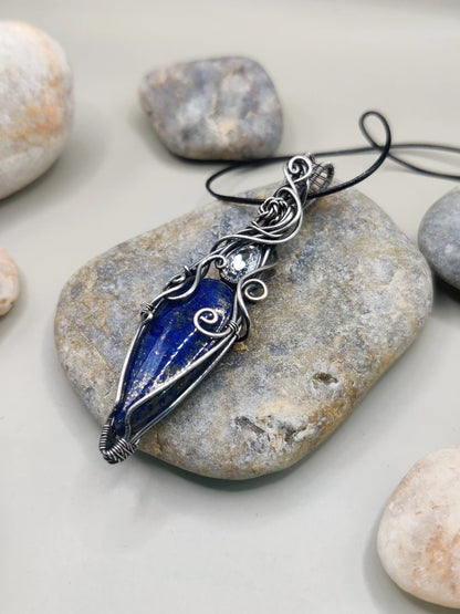 Rhyna - Lapis Lazuli and CZ Silver Necklace