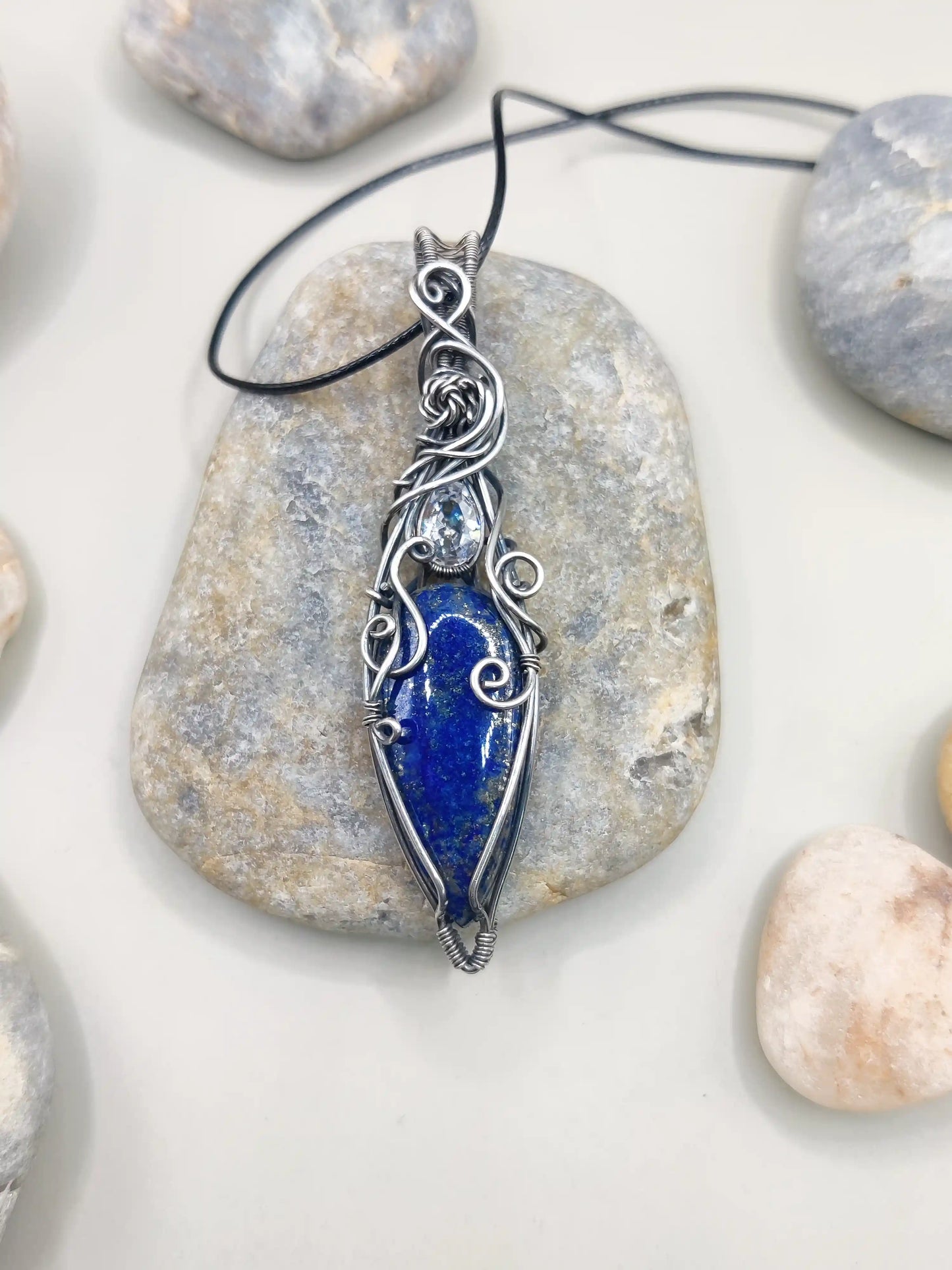 Rhyna - Lapis Lazuli and CZ Silver Necklace