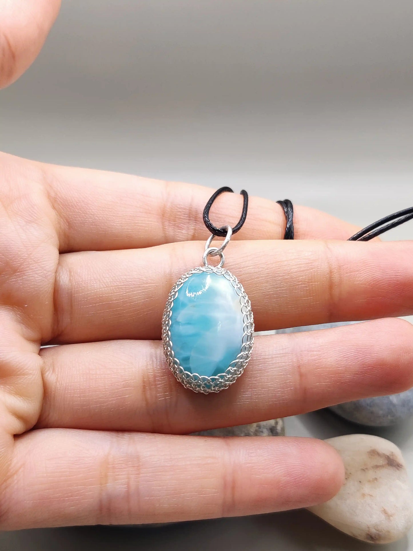 Meera - Larimar Silver Necklace