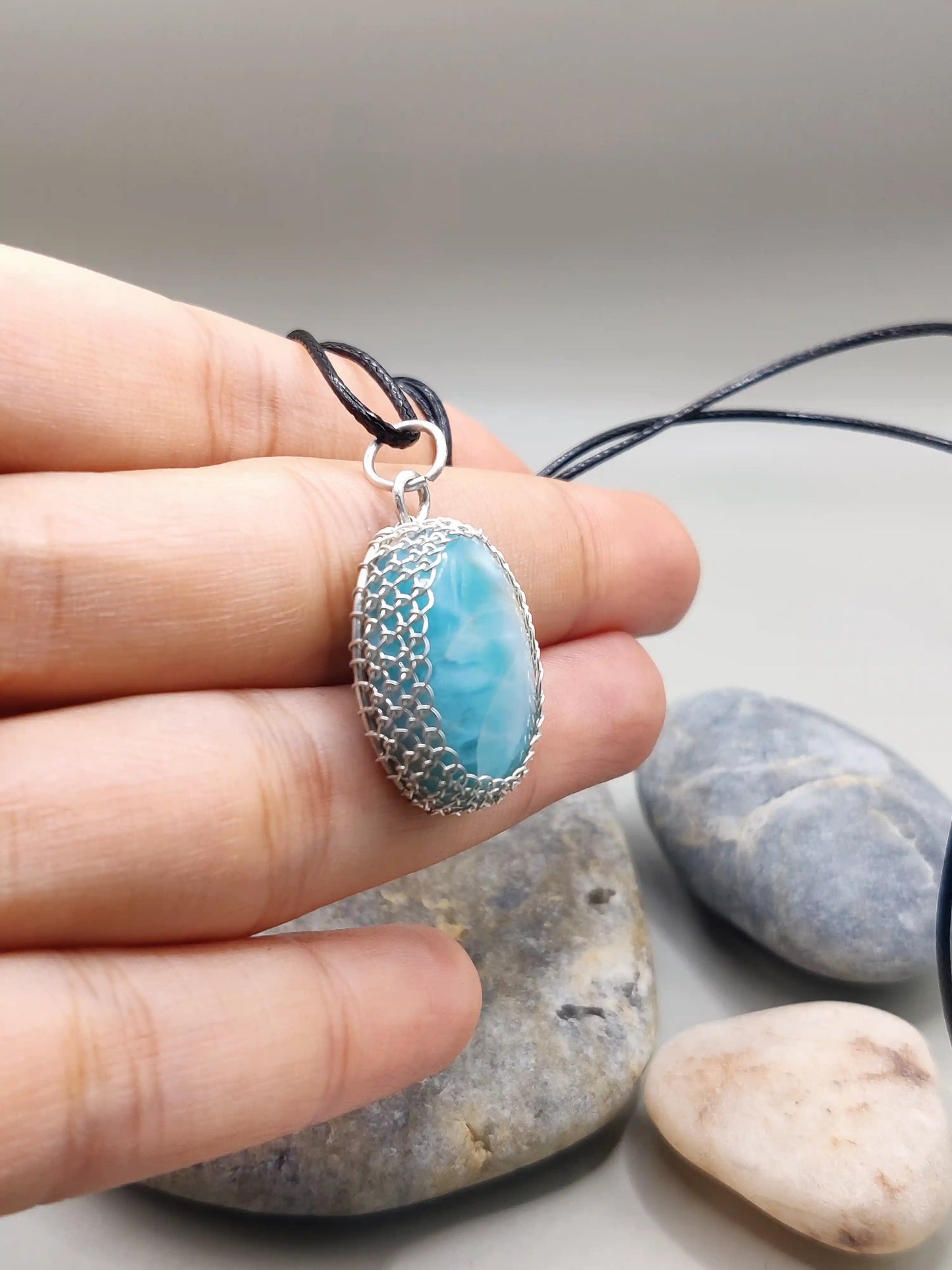 Meera - Larimar Silver Necklace