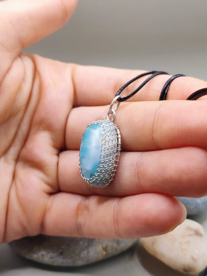 Meera - Larimar Silver Necklace