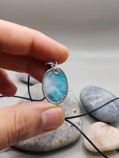 Meera - Larimar Silver Necklace