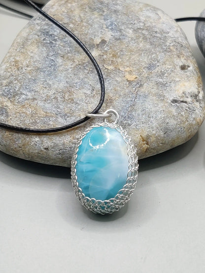 Meera - Larimar Silver Necklace