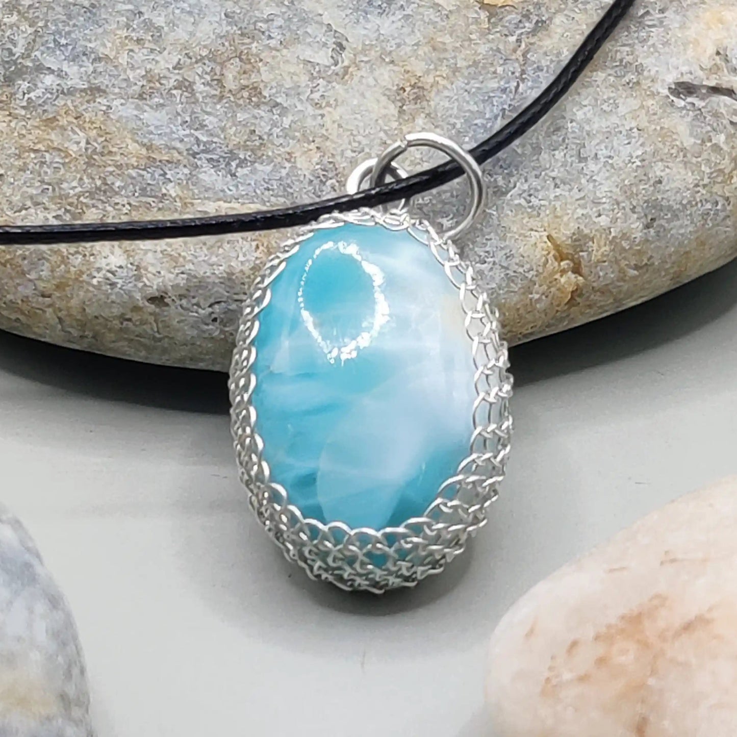 Meera - Larimar Silver Necklace