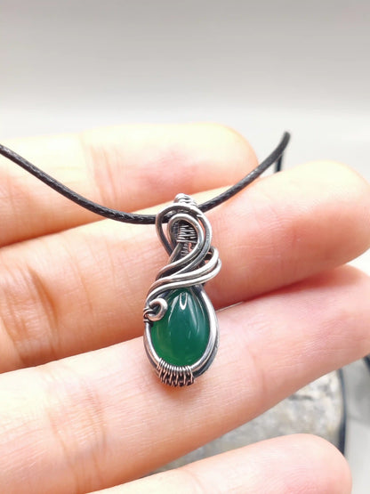 Surya - Green Onyx Silver Necklace