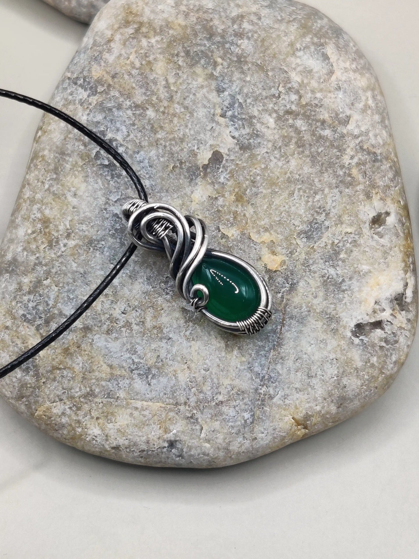 Surya - Green Onyx Silver Necklace