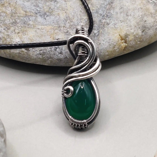 Surya - Green Onyx Silver Necklace