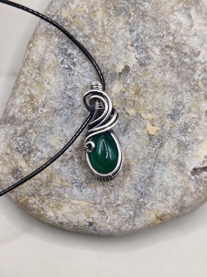 Surya - Green Onyx Silver Necklace