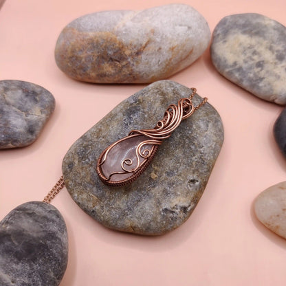 Urvi - Rose Quartz Copper Necklace 003