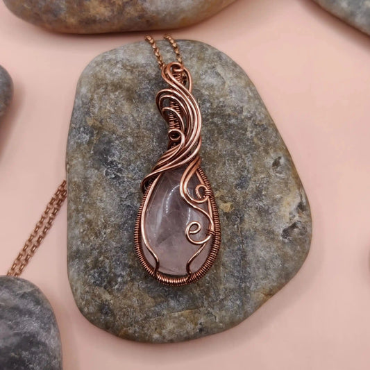 Urvi - Rose Quartz Copper Necklace 003