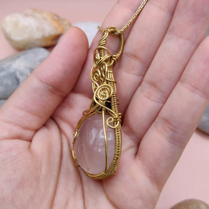 Mahesha - Rose Quartz & Raw Black Tourmaline Necklace 001