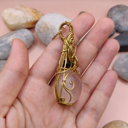 Mahesha - Rose Quartz & Raw Black Tourmaline Necklace 001