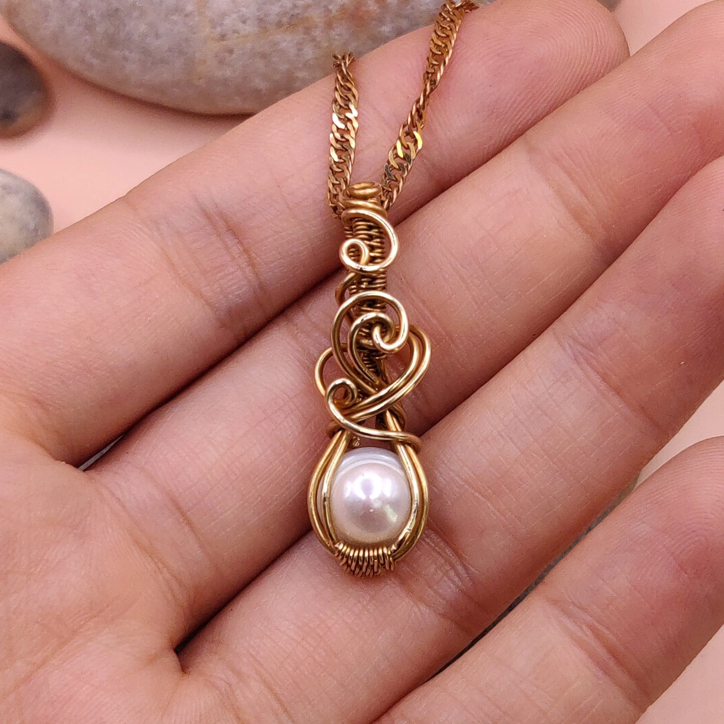 Indu - Pearl Necklace in Brass