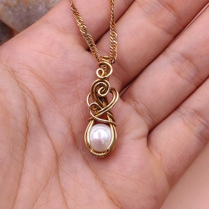 Indu - Pearl Necklace in Brass