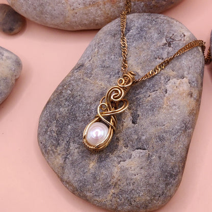 Indu - Pearl Necklace in Brass