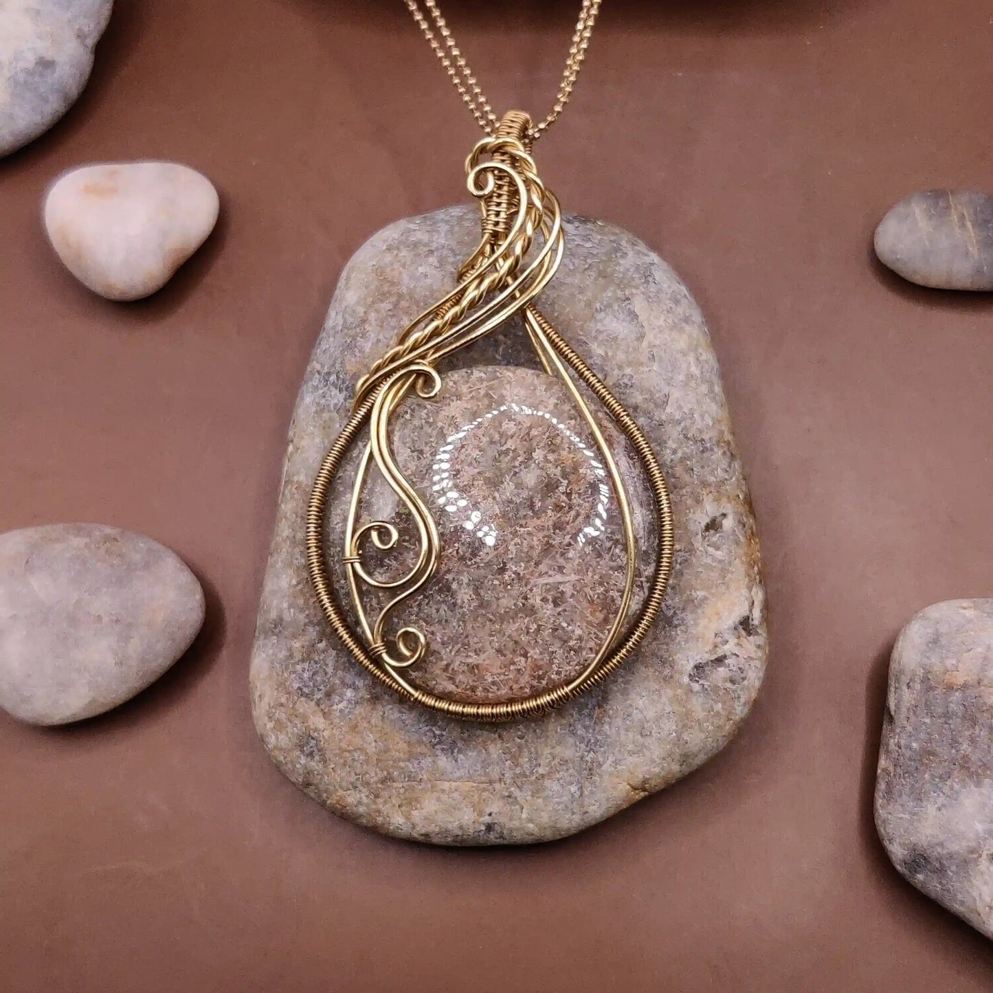 Prisha - Lodolite Brass Necklace