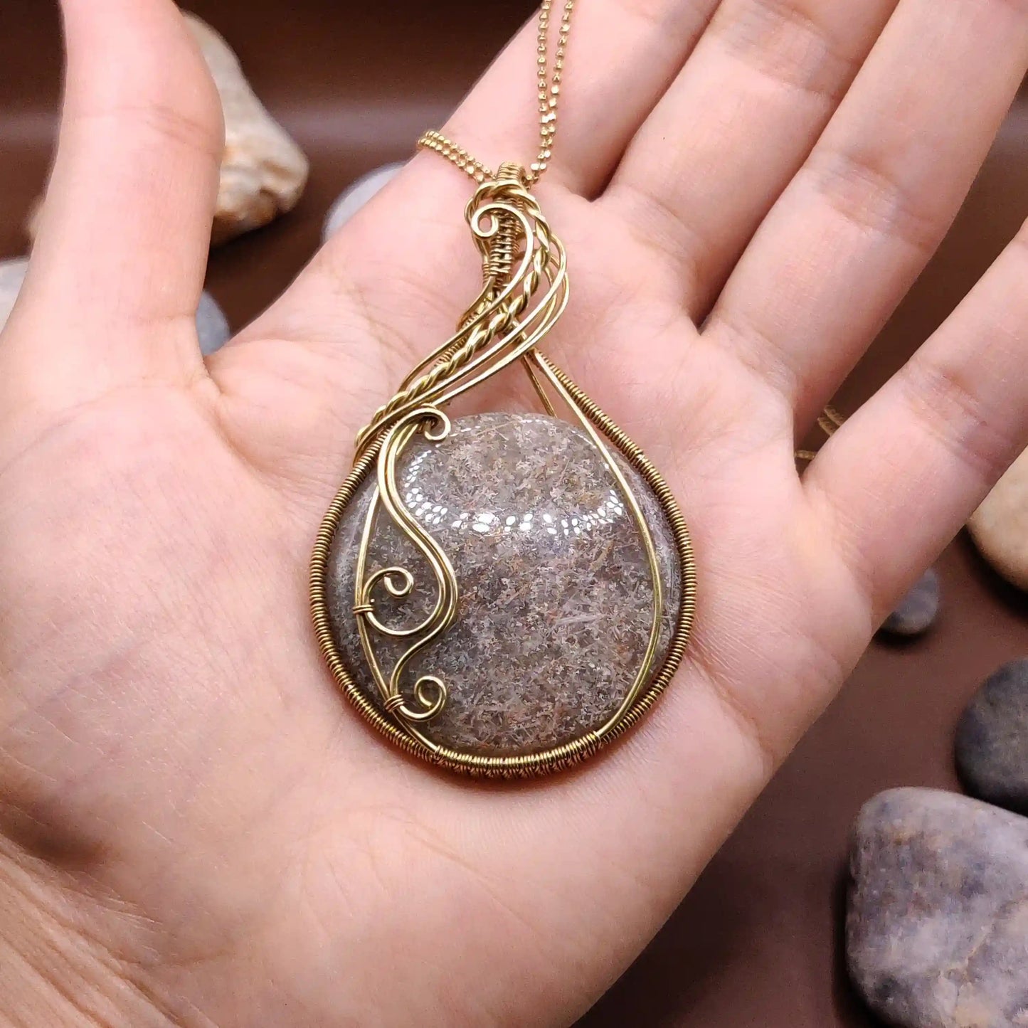 Prisha - Lodolite Brass Necklace