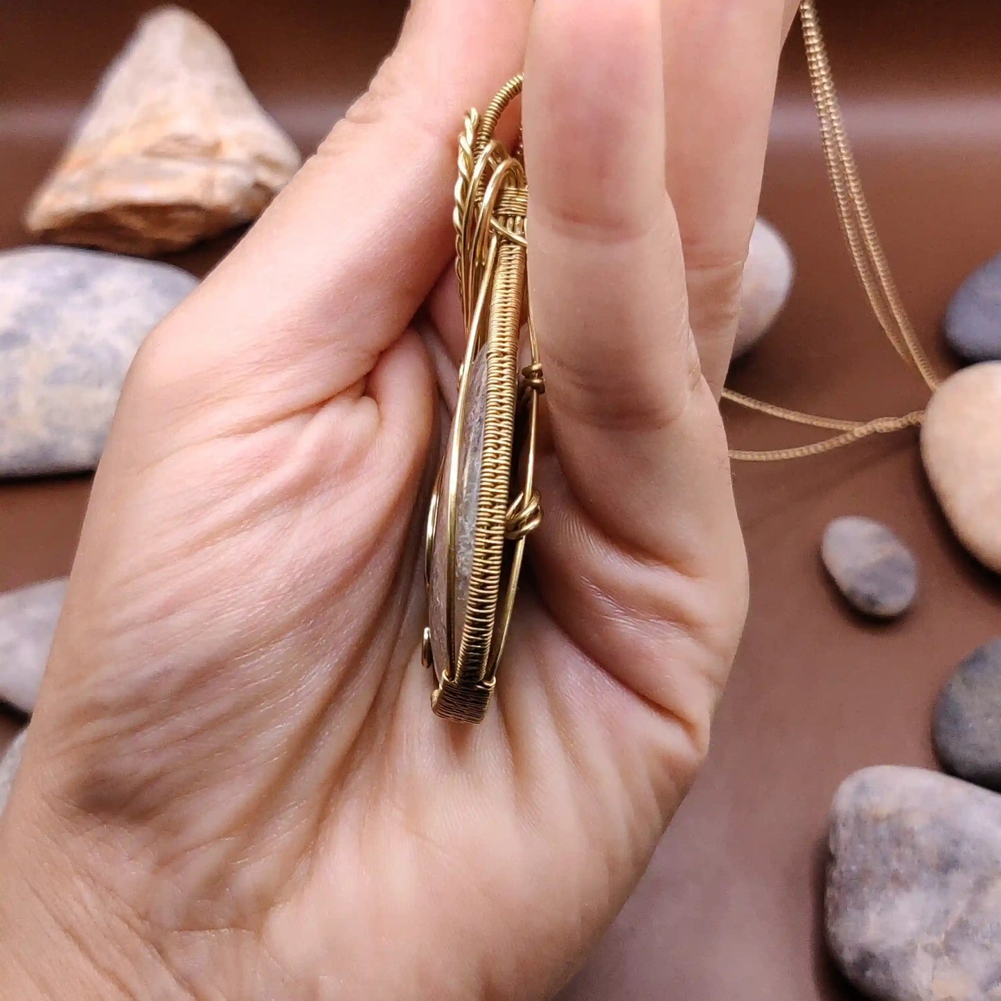 Prisha - Lodolite Brass Necklace