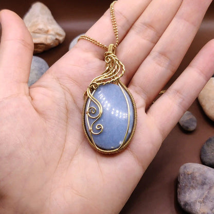 Prisha - Angelite Brass Necklace 002