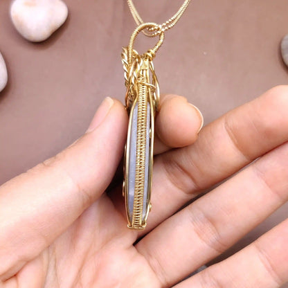 Prisha - Angelite Brass Necklace 002