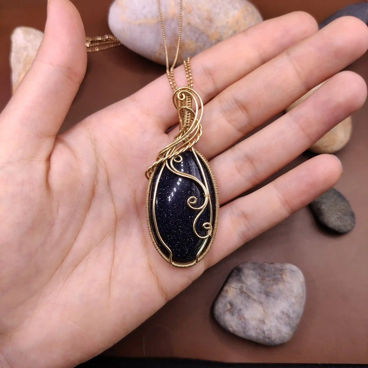 Prisha - Blue Sandstone Necklace 002