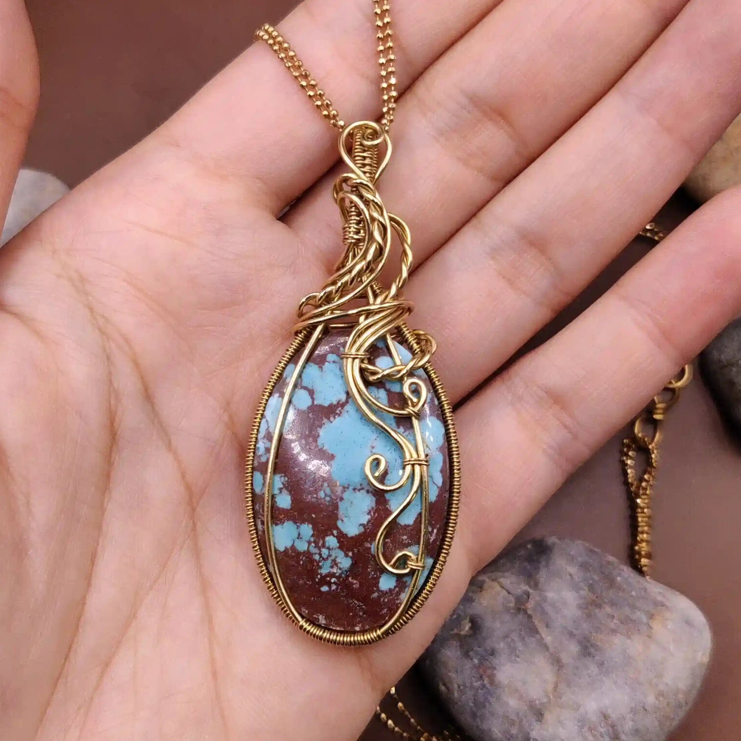 Prisha - Turquoise Brass Necklace 004