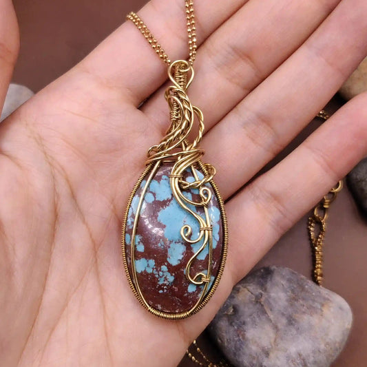 Prisha - Turquoise Brass Necklace 004