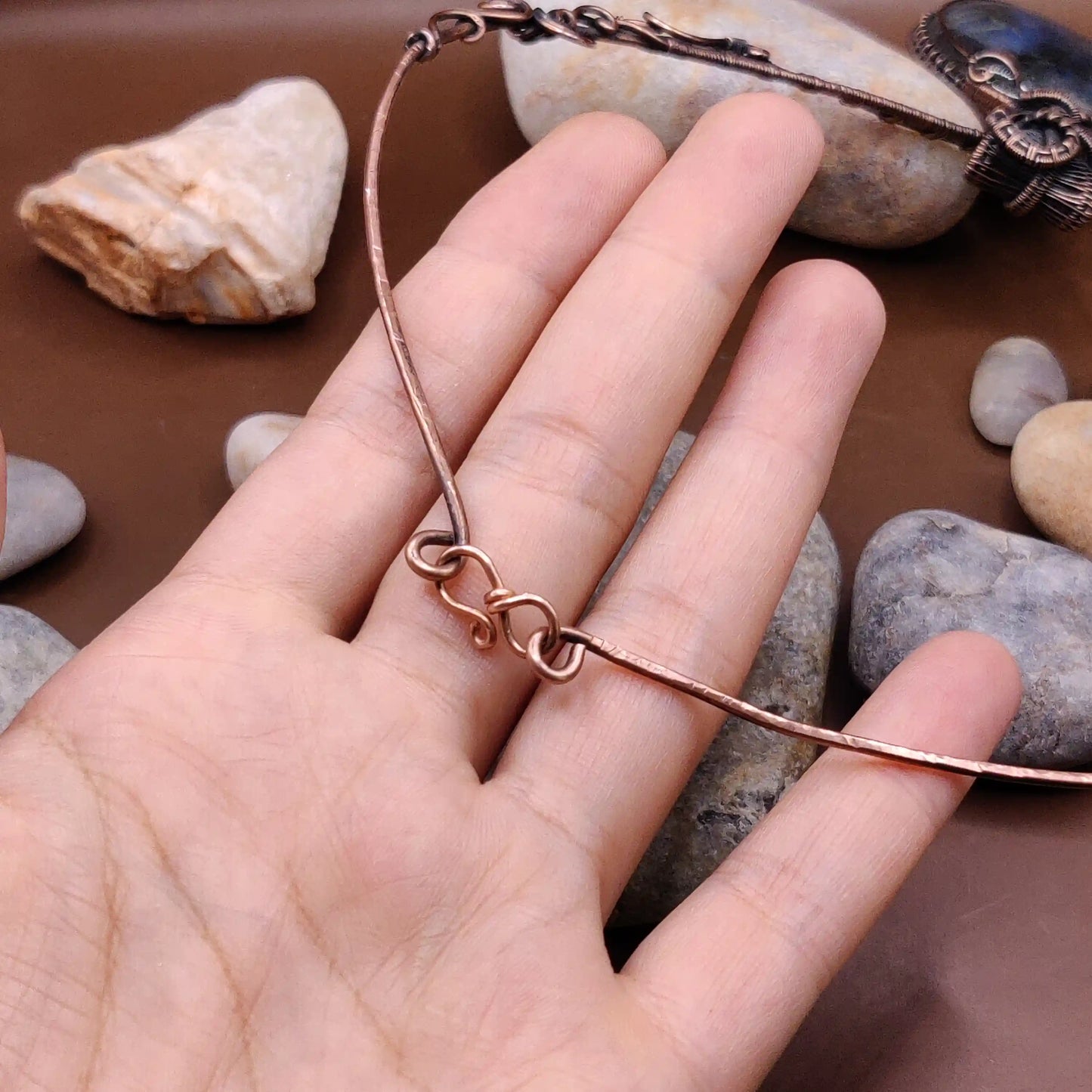 Aadhya - Blue Labradorite Copper Hasli Necklace
