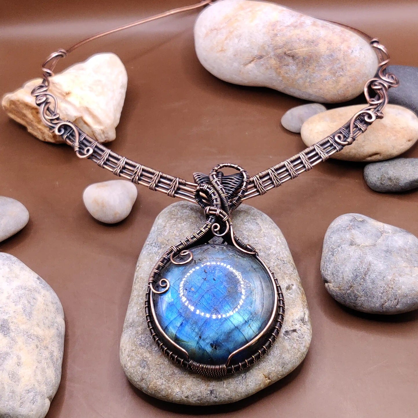 Aadhya - Blue Labradorite Copper Hasli Necklace