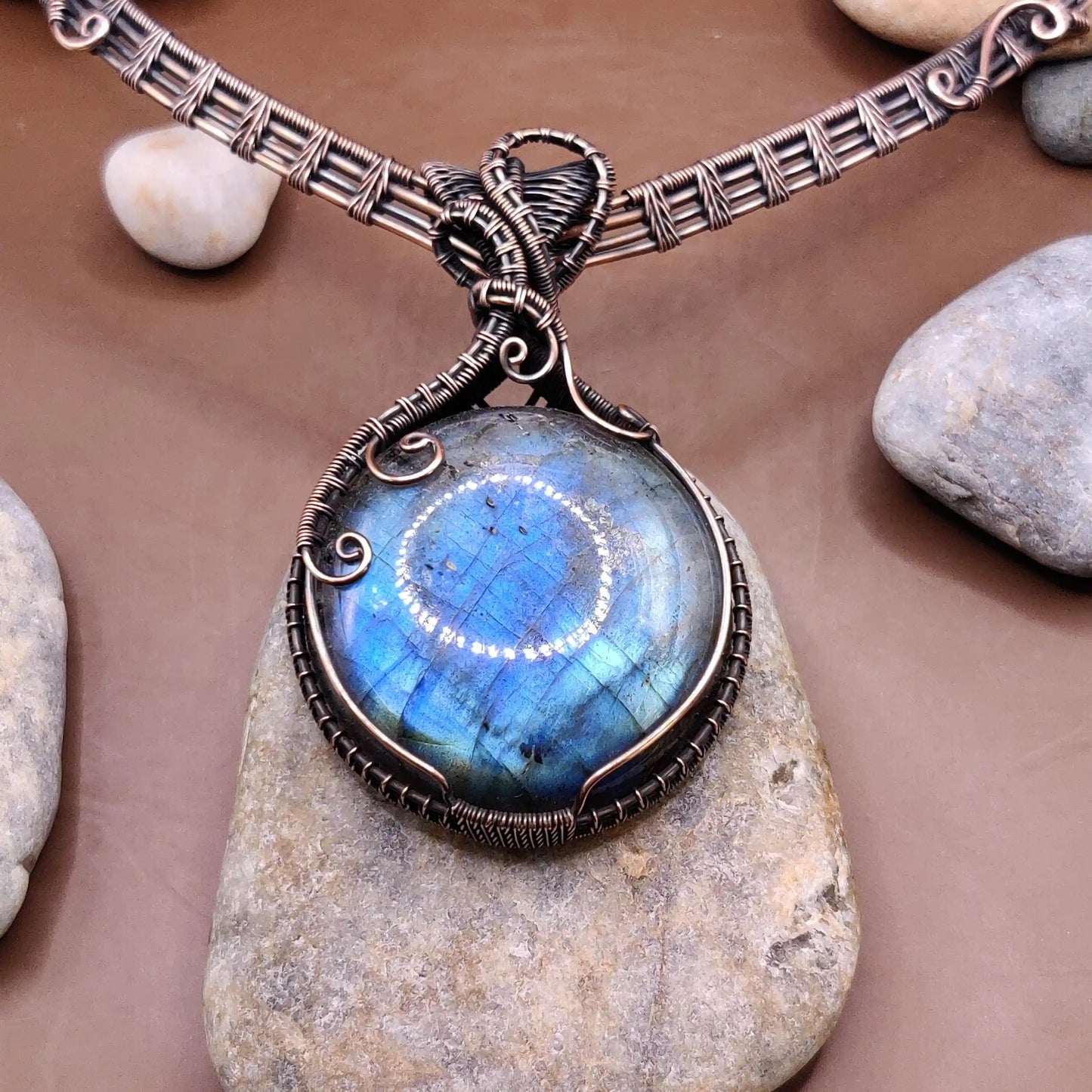 Aadhya - Blue Labradorite Copper Hasli Necklace