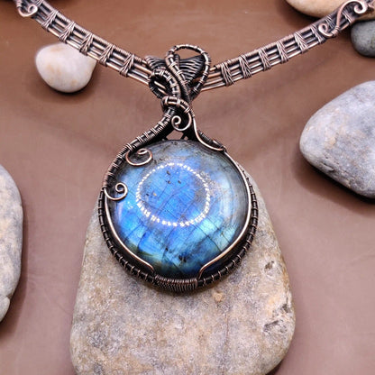 Aadhya - Blue Labradorite Copper Hasli Necklace