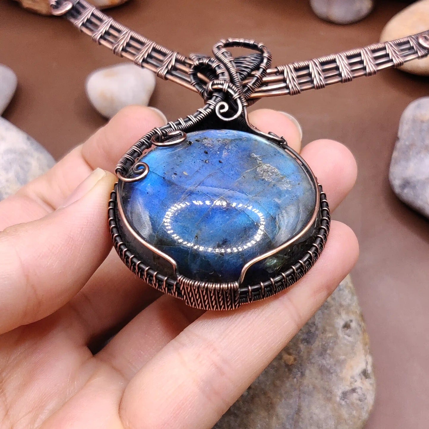 Aadhya - Blue Labradorite Copper Hasli Necklace