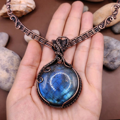 Aadhya - Blue Labradorite Copper Hasli Necklace