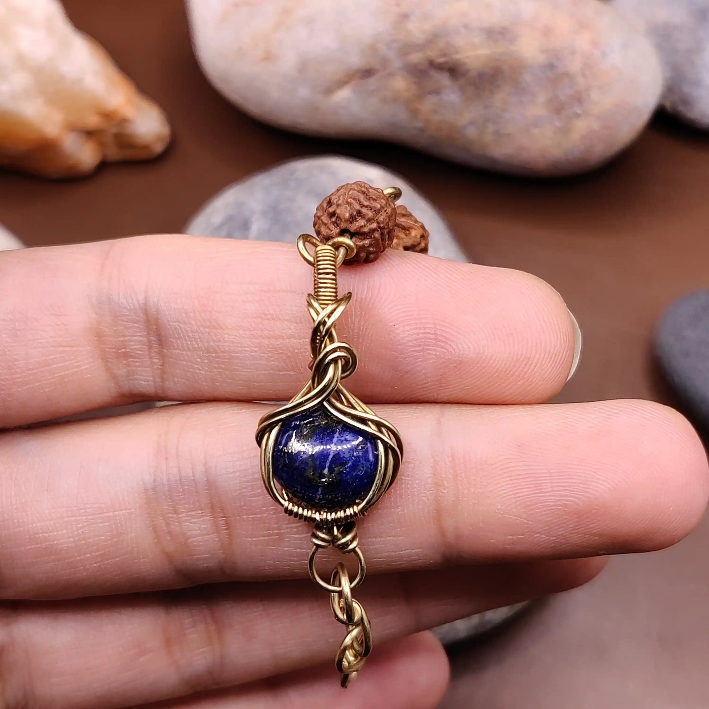 Kamal -Lapis Lazuli and Rudraksha Bracelet 001