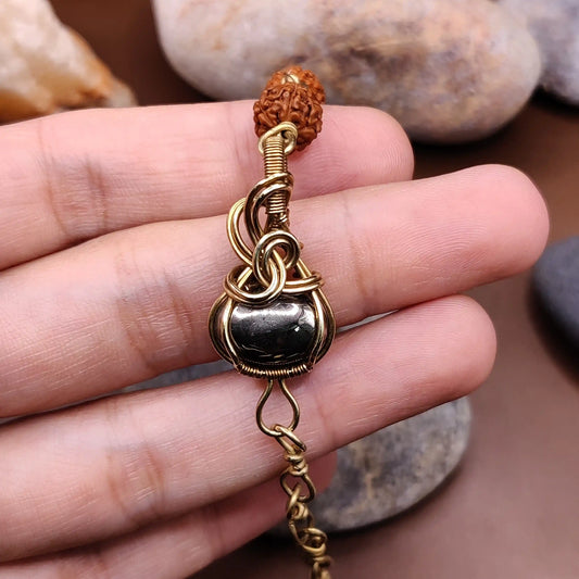 Kamal -Pyrite and Rudraksha Bracelet 008