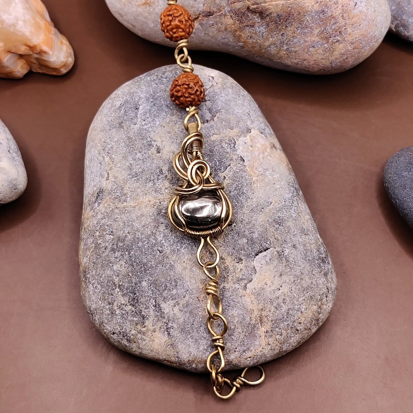 Kamal -Pyrite and Rudraksha Bracelet 008