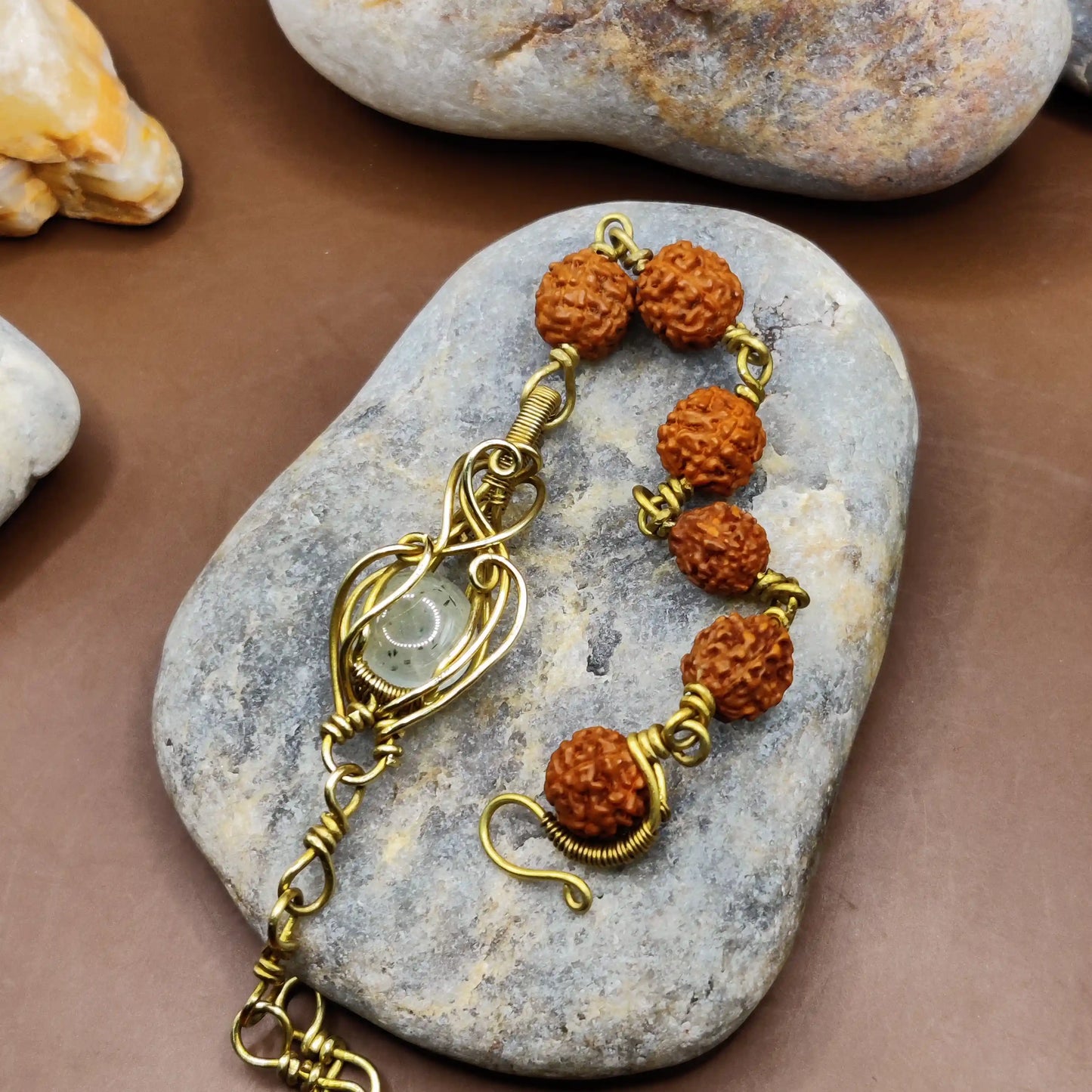Kamal -Prehnite and Rudraksha Bracelet 001