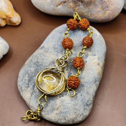 Kamal -Citrine and Rudraksha Bracelet 001