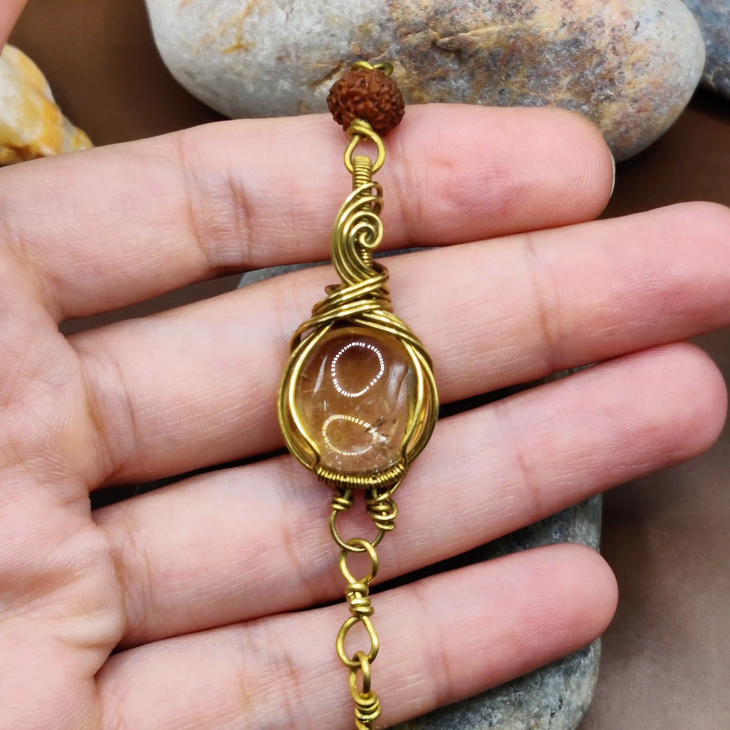 Kamal -Citrine and Rudraksha Bracelet 002